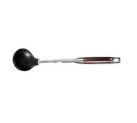 MeevrgR Black Kitchen Utensil Set with Wooden Handle, 304 Stainless Steel Frame and Silicone Head, Spatula Ladle Skimmer for Safe Cooking(Wok Ladle)