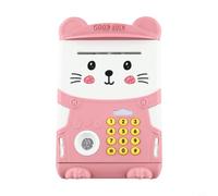 MeevrgR Children's ATM Piggy Bank with Automatic Induction and Fingerprint Lock, Electronic Password Savings Box Simulation Toy for Kids Learning Finance(Light Pink)