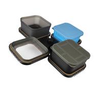 MeevrgR Compact Bait Service Set, Fishing Bait Storage Case with 600ml and 1600ml Tubs for Boilies Hair Rig, Blue+Green, 44.5 x 18.5 x 11 cm WPE-BOX-LEJ44595