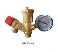 MeevrgR DN25 Boiler Safety Group - Brass Heating System Valve Set with 6 Bar Safety Relief Valve, Auto Air Vent & Pressure Gauge(G1/2)