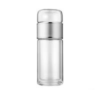 MeevrgR Double-Wall Glass Tea Cup with Infuser - 360ml/420ml/450ml Heat-Resistant Borosilicate Mug for Loose Leaves Tea(sliver-360ml)