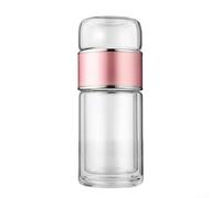 MeevrgR Double-Wall Glass Tea Cup with Infuser - 360ml/420ml/450ml Heat-Resistant Borosilicate Mug for Loose Leaves Tea(red-360ml)