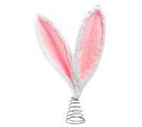 MeevrgR Easter Bunny Tree Top, 39x24.5cm Plush Spiral Tree Top with Rabbit Ears for Christmas Tree, Spring & Holiday Decor, Multicolored