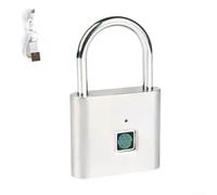 MeevrgR Fingerprint Padlock with USB Charging and Long Battery Life for Dorms and Cabinets, Zinc Alloy and Stainless Steel Construction, Fast Unlocking with One-Touch Fingerprint Recognition