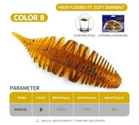 MeevrgR Floating Worm Soft Bait 7cm 3g - Pre-Rigged with Jig Heads for Bass Fishing, Lifelike Wriggling Action, 5pcs Pack in Assorted Colors Color B One to five bags