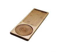 MeevrgR Gongfu Tea Table Box with Water Storage, Wooden Serving Tray Featuring Hollow Grid Design for Quick Drainage, Detachable Tea Tray for Home Office for hotel Use, Multiple Sizes Available(S)
