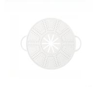 MeevrgR Heat Resistant Silicone Oil Filter Mesh, Kitchen Splatter Guard with Built-In Metal Ring for Safe Frying, Reusable Oil Drain Screen and Steam Pad(White)
