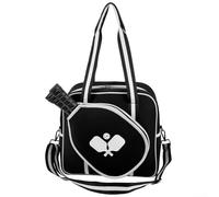 MeevrgR Large Neoprene Paddle Bag for Pickleball Perfect Storage Solution with Adjustable Strap (Black White)
