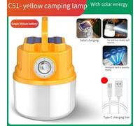 MeevrgR LED Solar Camping Light with Zoom Function, 4 Lighting Modes Outdoor USB Charging Lamp for Tent, Backpacking, Night Market Stall, Yellow yellowC51