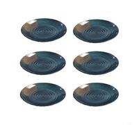 MeevrgR Melamine Dinner Plates 6 Piece Set, Concentric Ripple Embossed Flat Dishes, Lightweight Shatter Resistant Tableware for Cold Dish and Steak Serving, Black(22.4cm)
