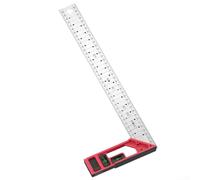 MeevrgR Multi-Function Marking Ruler - Stainless Steel & Aluminum Alloy, Dual-Axis Level, Center-Finding Holes for Woodworking(400mm)