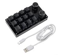 MeevrgR One-Handed Macro Mechanical Keyboard 12 Keys 2 Knobs Portable Mini Keyboard for Vista for Linux for MacOS Dustproof Cyan Shaft 50 Million Keystrokes(black)