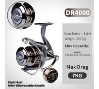 MeevrgR Outdoor Fishing DR Series Reel - Front Drag System, 3BB Bearings, CNC Metal Handle, Honeycomb Spool Design for Better Line Management, Silver Aluminum Alloy Reel for Force 5-10kg 4000
