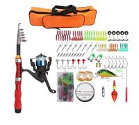 MeevrgR Red Fishing Rod and Reel for COMBO 1-2.30m with Hook Lure Set, Short Small Sea Pole with Canvas Bag for Reservoir Pond River Ocean 1.5m