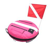 MeevrgR Scuba Diving Training Buoy, Inflatable Dive Flag Float with Oral Inflator and Over Pressure Relief Valve, 75x22cm TPU Coated Nylon for SCUBA & Snorkeling, Yellow Pink