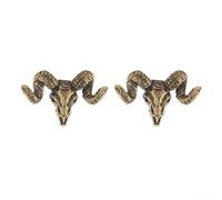 MeevrgR Sheep Head Brass Door Handle 2pcs Animal Copper Hook Metal Pull for Kitchen Cabinet Drawer Furniture Decor Old Finish(B)