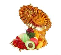 MeevrgR Shell Plate with Cover, Decorative Metal Serving Tray for Dining Table, Retro Carved Edge Snack Holder, Dust for proof Kitchen Storage Organizer, 20x24cm(Silver)