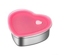 MeevrgR Stainless Steel Heart Shaped Food Storage Container Leakproof Lunch Box for Picnic Office Pink Large Capacity Fresh Keeping Bowl Organizer Set(900ML)