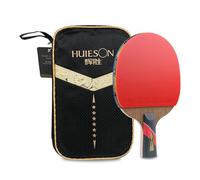 MeevrgR Table Tennis Paddle with Carbon Fiber and Rubber for surface, 6 Star Training Racket for Ping Pong, Black + Red, 200-210g Long Handle short handle