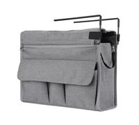 MeevrgR Under Desk Hanging Storage Bag with Carbon Steel Frame and Multi-Layer Organisation, Oxford Cloth Desk Side Organiser with Pockets for Cables and A4 Files, Grey