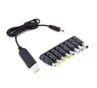 MeevrgR USB Power for Boost Cable 5V to DC 9V/12V Step-Up Converter with 8 Adapters for, Car Dashcam, Router, LED Lights - Black 9V line + 8 headers