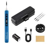 MeevrgR USB Rechargeable Cordless Soldering Iron Kit With Digital LCD And Adjustable Temperature For Precise Soldering On Circuit Boards And Crafts(blue)