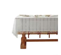 MeevrgR White Cotton Lace Tablecloth Rectangular Elegant Cutout Pattern for Special for occasions Banquets Home Decoration Soft Touch Machine Washable(B140X220CM)