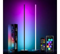 Meewata LED Floor Lamp 2 Pack, 57.5" RBG Corner Lamp with Music Sync, Colour Changing Standing Lamp with APP & Remote Control, 16 Million Colour, Mood Lighting for Living Room, Bedroom, Gaming