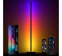 Meewata LED Floor Lamp, RGB Corner Lamp with Music Sync, Colour Changing Standing Lamp with APP & Remote Control, 16 Million Colours, DIY & Timing, Mood Lighting for Living Room, Bedroom, Game