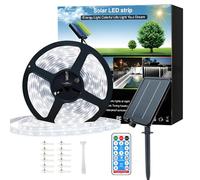 Meewata Solar Led Strip Lights Outdoor, 15M Solar Rope Lights Self-Adhesive Waterproof, 8 Mode with Remote Timer and Auto On/Off, Perfect for Deck, Patio, Pathways, Camping Decor, Cold White