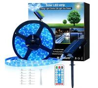 Meewata Solar Led Strip Lights Outdoor, 6M Solar Rope Lights Self-Adhesive Waterproof, 8 Mode with Remote Timer and Auto On/Off, Perfect for Deck, Patio, Pathways, Camping Decor, Blue
