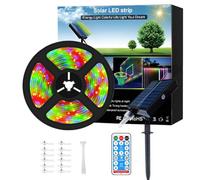 Meewata Solar Led Strip Lights Outdoor Waterproof with Self-Adhesive, 8 Mode with Remote Timer, Perfect for Deck, Patio, Pathways, Camping Decor, 20FT Four-Colour Fixed