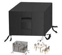 MEEYI Garden Furniture Covers Waterproof 87x87x77cm, Patio Set Cover Rattan Furniture Cover with Handles, Air Vents and Buckles 420D Heavy Duty Oxford Fabric Waterproof Windproof Anti-UV, Black