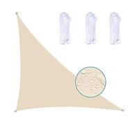 MEEYI Sun Shade Sail 3X4X5m Sail Awning 95% Anti-Uv & Waterproof Wear-Resistance High Temperature Resistance Easy To Install for Garden Patio Swimming Pool, Beige-White