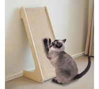 Meeyoview Cat Scratcher, L Shape Sisal Scratching Pad, Wooden Frame Scratch Board for Indoor Cats, Wall & Sofa Furniture Protector with Catnip