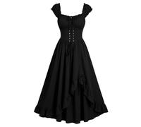 Meeyuioe Renaissance Dress Women Vintage Medieval Victorian Gothic Dresses Sleeveless Square Neck Casual Party Fancy Evening Festive Halloween Costume Halloween Dresses Black XL