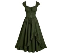 Meeyuioe Renaissance Dress Women Vintage Medieval Victorian Gothic Dresses Sleeveless Square Neck Casual Party Fancy Evening Festive Halloween Costume Womens Halloween Costume Adult Green XL