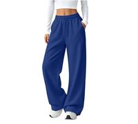 Meeyuioe Women's Sweatpants Straight Leg Joggers Tracksuit Bottoms with Pockets Casual Elastic Waist Sports Trousers Yoga Fitness Gym Lounge Wear Cotton Joggers for Women UK Navy S