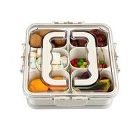 MEEYUU Snack Box Container, 6-Compartment Divided Clear Snack Box with Lid and Handle - Perfect for Party, Travel