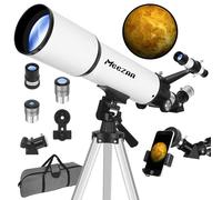 MEEZAA Telescope for Adults Astronomy, 80mm Aperture 600mm Refractor Telescope for Kids & Beginners, Fully Multi-Coated Optics High Transmission Telescopes with Tripod & Phone Adapter & Carrying Bag
