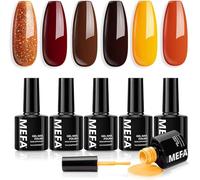 MEFA Autumn Gel Nail Polish Set - 6 Colors Glitter Orange Brown Red for Salon Home DIY