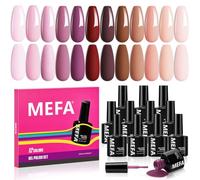 MEFA Brown Gel Nail Polish Set, 12 Colors Nude Pink Burgundy Red Nude Purple Nail Gel Manicure at Home DIY Salon for Women