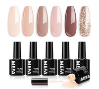 MEFA Gel Nail Polish Set - 6 Colors Nude Glitter Gold, Brown, DIY Salon Home UV Gel Polish for Women