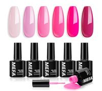 MEFA Gel Nail Polish Set, 6 Colors Nude Pink Gel Polish Set Gel Polish Set Soak Off UV Gel White Nail Gel Manicure Nail Art Salon DIY Home