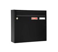 MEFA Sonata Sonate 132 Letterbox with Name Plate (Colour, Postbox with Lock, Size 330 x 370 x 108 mm) 132220, deep Black, 330x370x101
