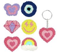 Mefatus Punch Needle Kit for Beginners Adults Kids Keychain Accessories for Backpacks, Bags, Car Key Ring Easy Punch Needle Embroidery Kit Tool Threader Fabric Hoop Yarn Rug Tufting