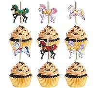 MEFENG Carousel Horses Cupcake Toppers-Horse for Fairy Tale Theme Little Girl Cake Decor for Baby Shower or Birthday Party Decorations- Valentine's Day wedding Gift Classic Kids Girls Gift Toy.18PCS