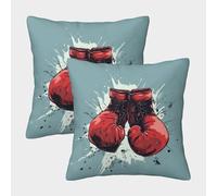 MEFESE 3D Printed Boxing Gloves Throw Pillow Covers Boxing Throw Pillow Case Garden Cushion Super Soft Pack of 2 Home Decor for Sofa Bedroom 50x50cm