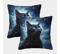 MEFESE 3D Printed Cartoon Cat Square Pillowcases Cute Cat Patterns Pillow Case Cushion Garden Cushion Super Soft Pack of 2 for Home Couch Sofa Decorative, Gifts 40x40cm