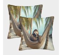 MEFESE 3D Printed Cute Sloth Square Pillowcases Sloth Gift Throw Pillow Case Decorative Super Soft Pack of 2 for Sofa Couch Bed 45x45cm